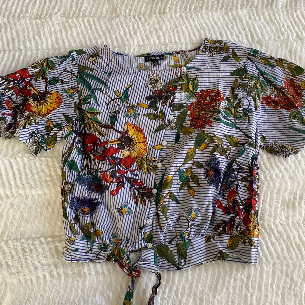 Striped and floral shirt